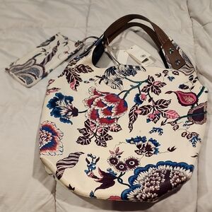 Floral Cream and Brown Women's Bag